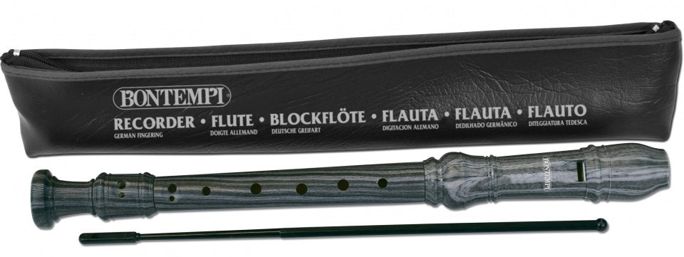 Blokfluit barok in zak 33 cm zwart