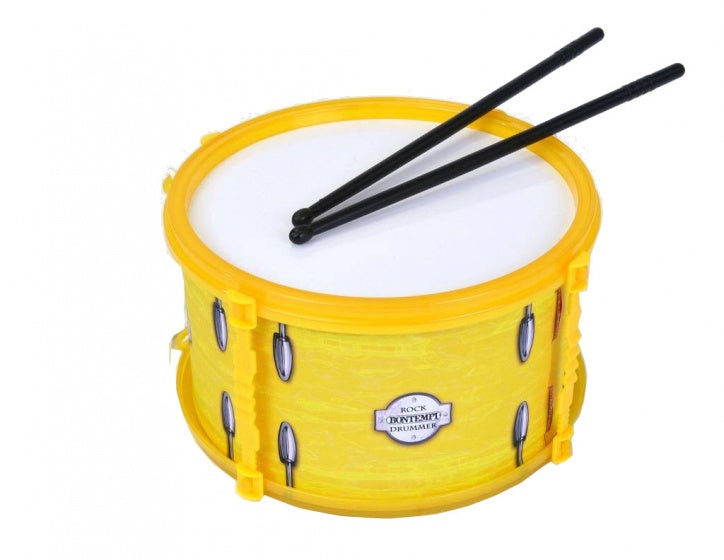 Trommel met stokken geel 21 cm