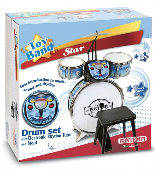 drumstel RockDrummer met tutor 4-delig blauw
