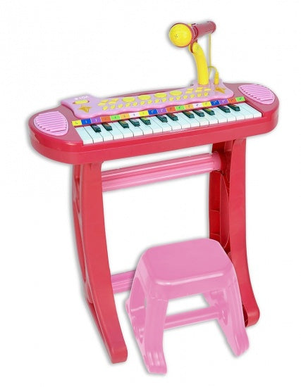 Keyboard Staand met Microfoon en kruk Roze
