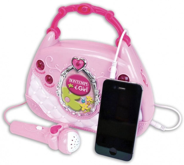 muziektasje met microfoon meisjes 35 cm roze