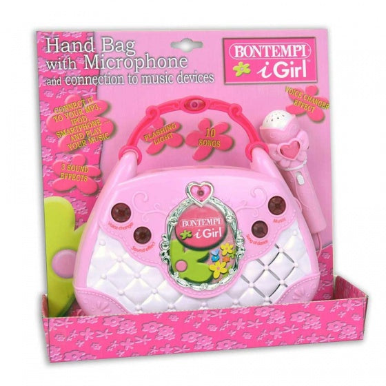 muziektasje met microfoon meisjes 35 cm roze