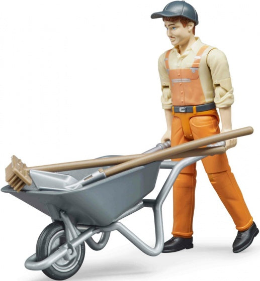 gemeentewerker met accessoires bruin 4-delig