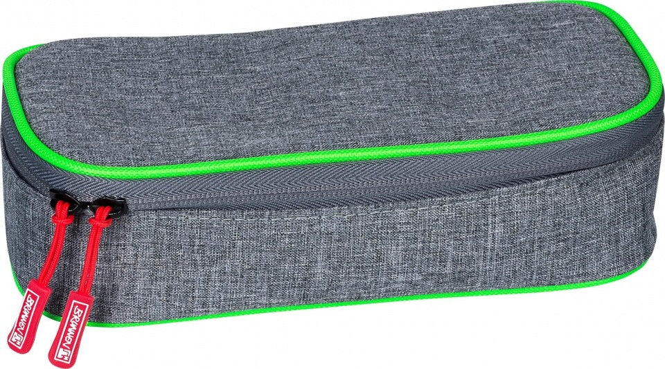 pennenetui Stone neon 22 x 11 cm grijs/groen