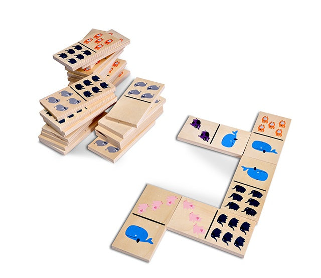 dikke dieren domino hout 24-delig