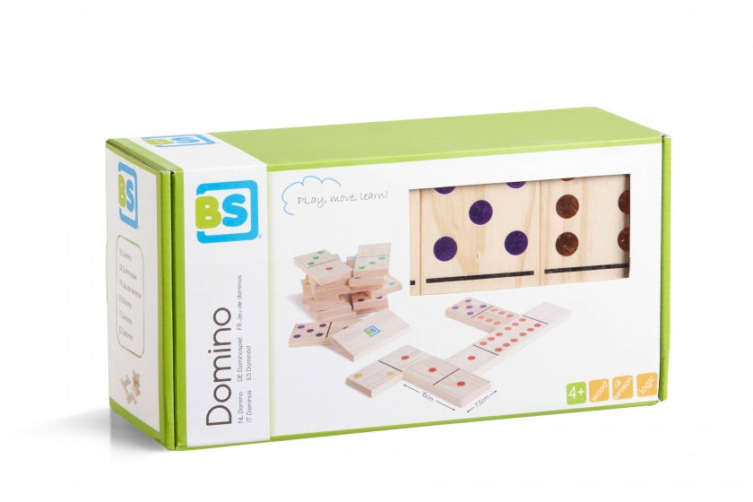 dominospel XL junior 15 cm hout naturel 31-delig