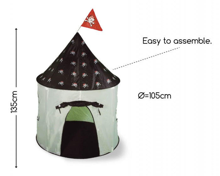 speeltent piraat Ø105 cm wit/zwart