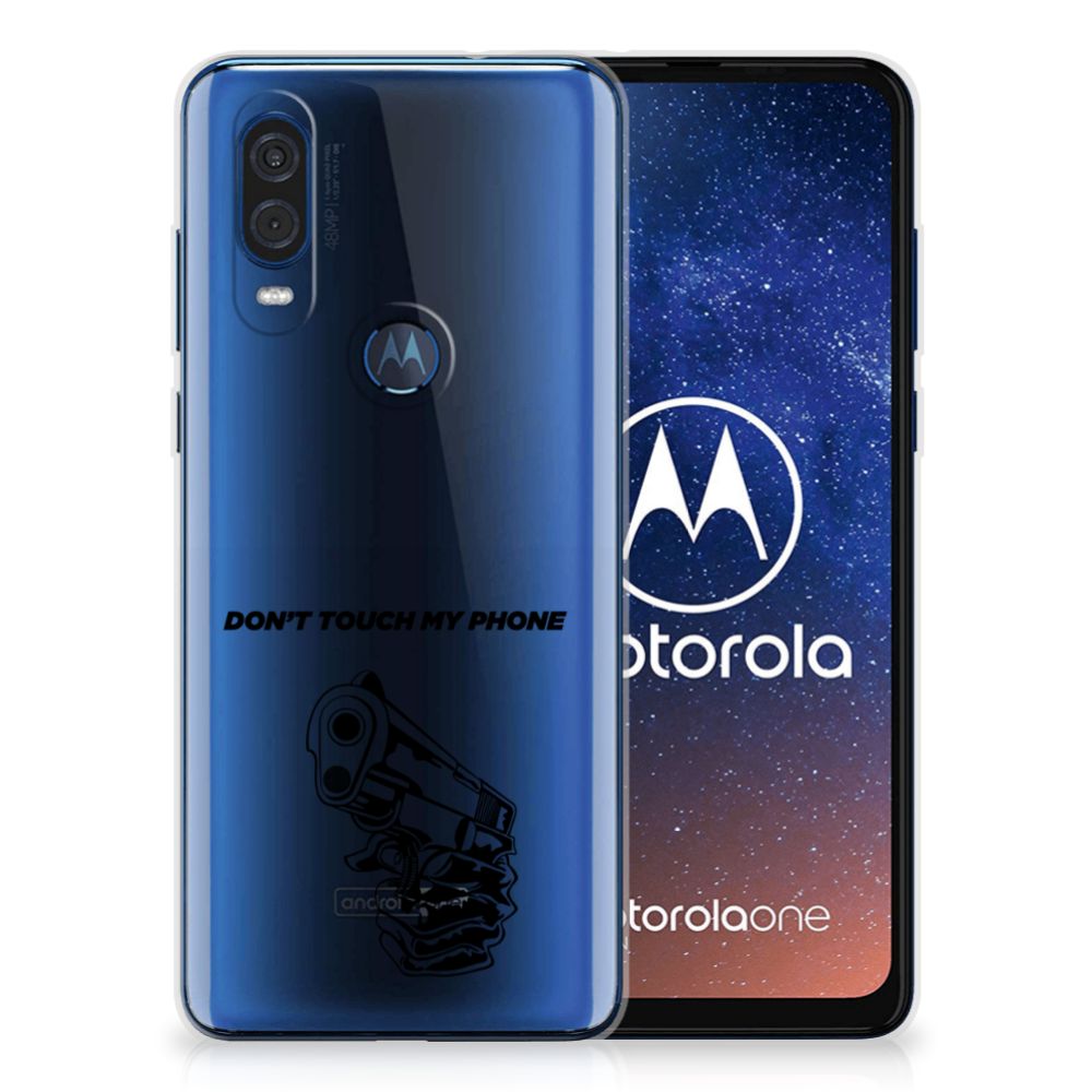 Motorola One Vision Silicone-hoesje Gun Don&apos;t Touch My Phone