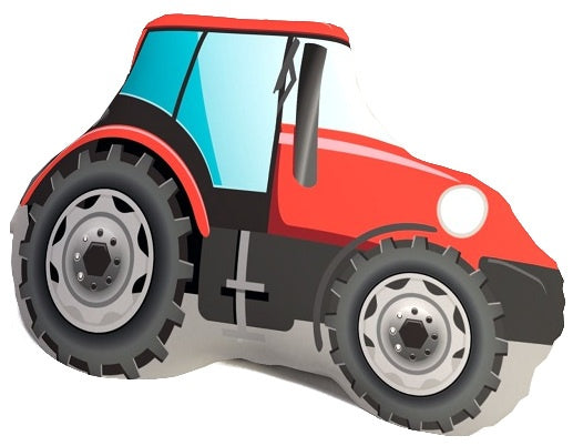 kussen tractorvorm 40 cm pluche rood