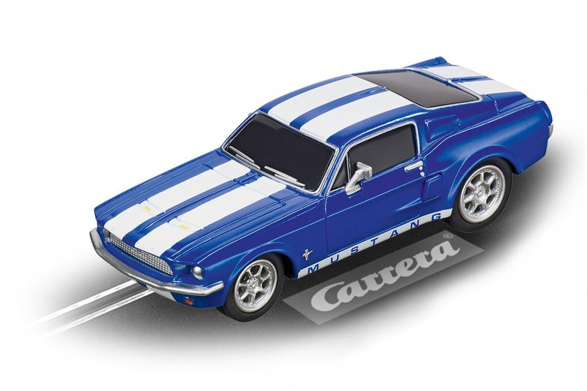 GO! racebaanauto Ford Mustang '67 1:43 blauw