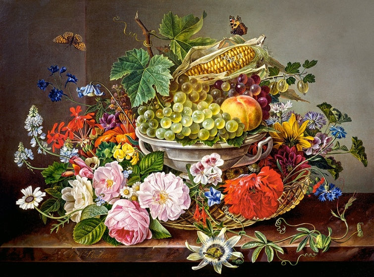 legpuzzel stilleven met bloemen/fruitmand 2000 stukjes