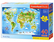 legpuzzel World Map junior karton 40-delig