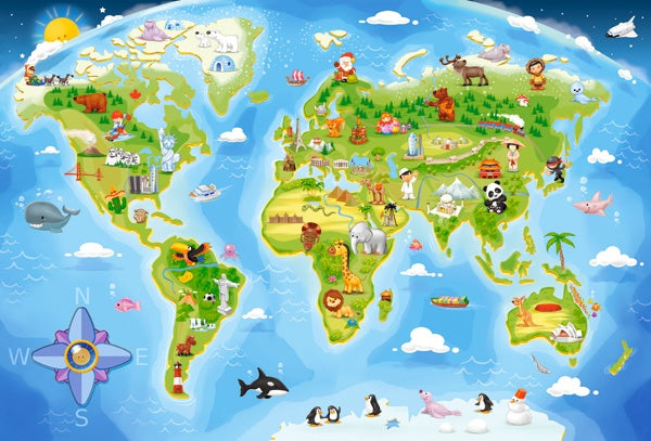legpuzzel World Map junior karton 40-delig