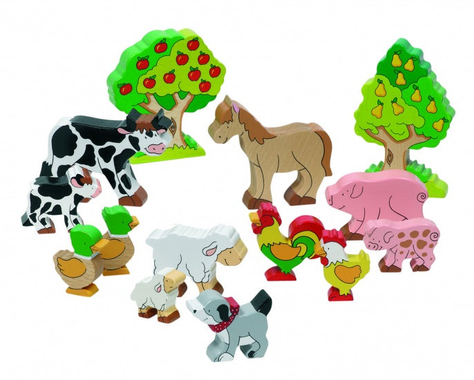 Houten Boederij Set 12 Dieren