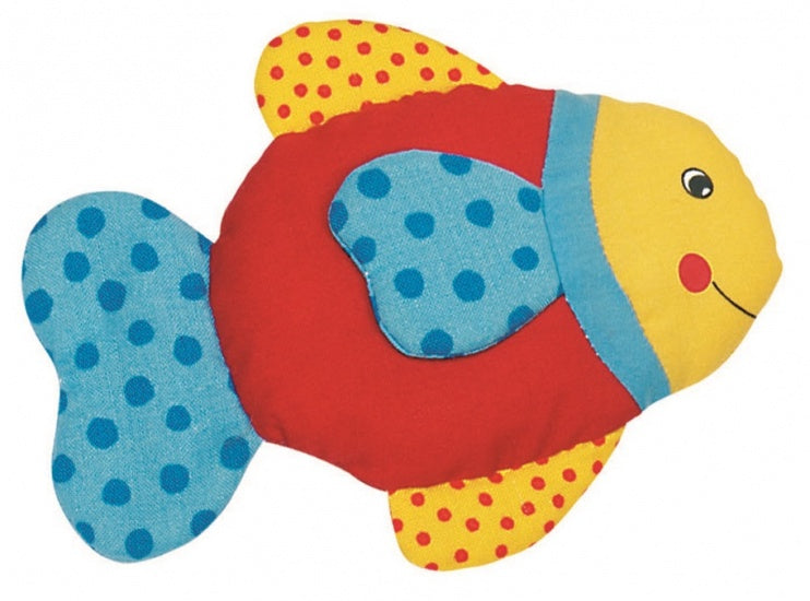 knuffel vis met knisperfolie 13 cm katoen blauw