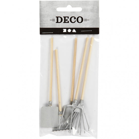 decoratie tuingereedschap 11 cm 5 stuks