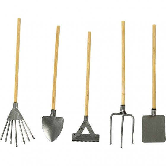 decoratie tuingereedschap 11 cm 5 stuks