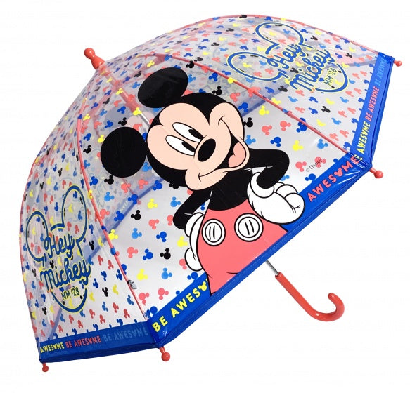 paraplu Mickey Mouse blauw/transparant 45 cm
