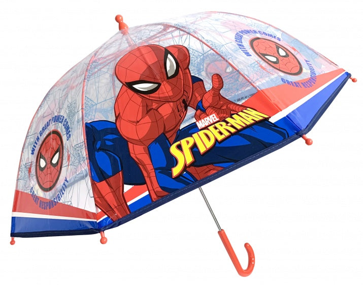 paraplu Spiderman rood/transparant 45 cm