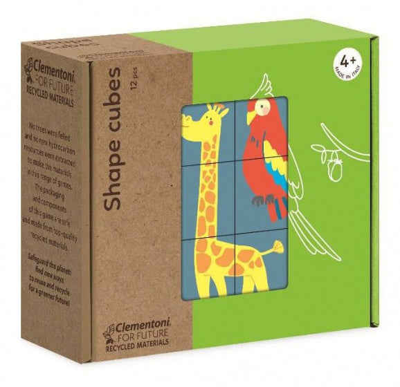 blokkenset Shape Cubes dieren 12-delig