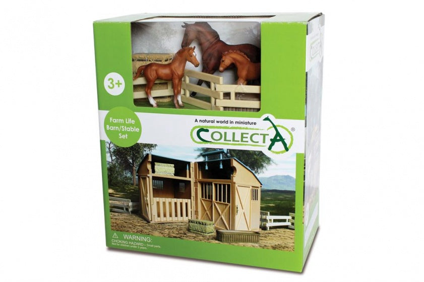 speelset paardenstal met dieren en accessoires 11-delig