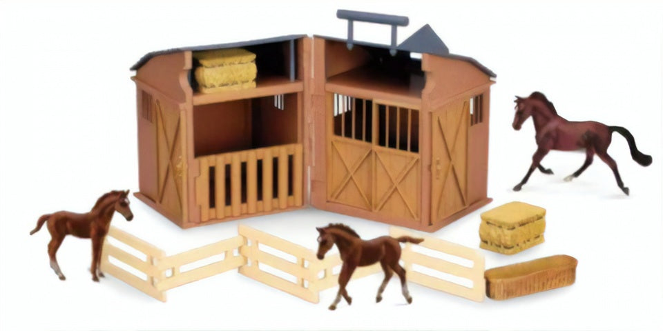speelset paardenstal met dieren en accessoires 11-delig