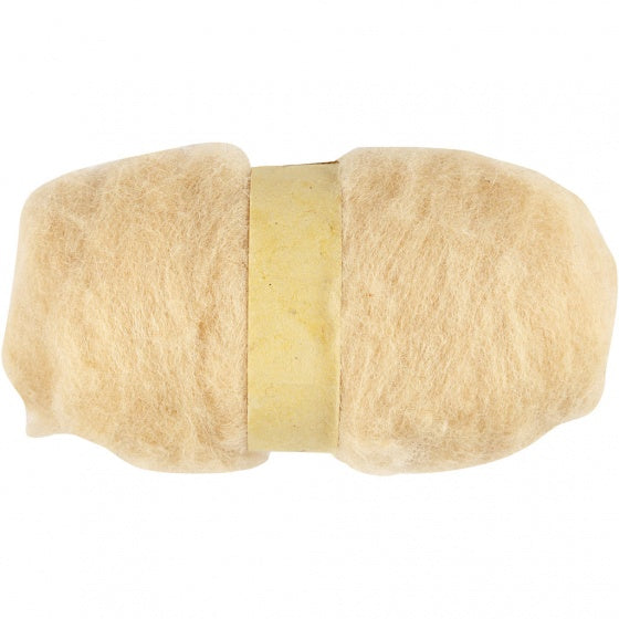 gekaarde wol beige 100 gr