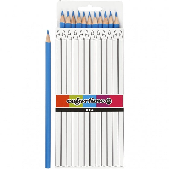 kleurpotloden 3 mm vulling 17 cm blauw 12 stuks
