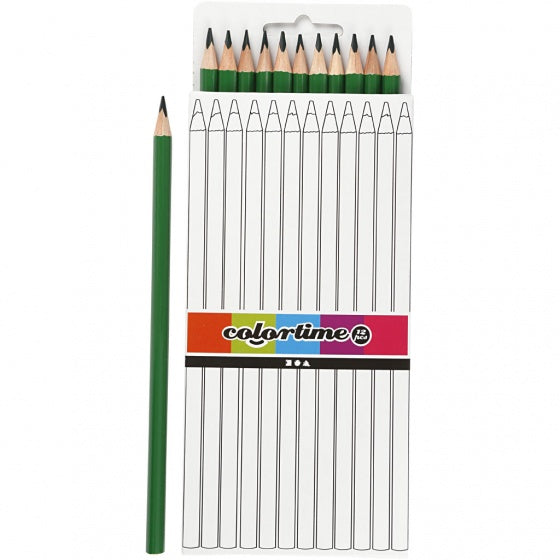 kleurpotloden 3 mm vulling 17 cm donkergroen 12 stuks