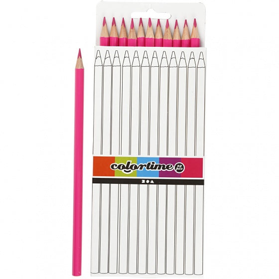 kleurpotloden 3 mm vulling 17 cm roze 12 stuks