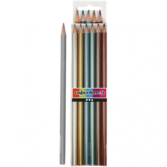 kleurpotloden 3 mm vulling metallic kleuren 6 stuks