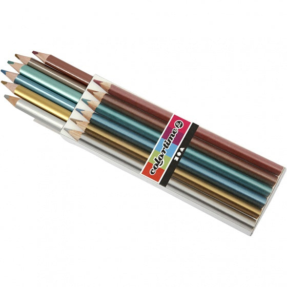 kleurpotloden 3 mm vulling metallic kleuren 6 stuks