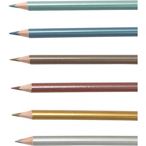 kleurpotloden 3 mm vulling metallic kleuren 6 stuks