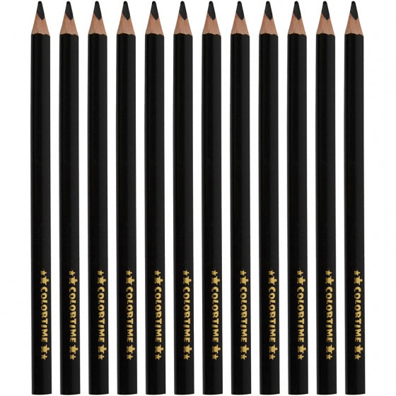 kleurpotloden Jumbo 5 mm vulling zwart 12 stuks