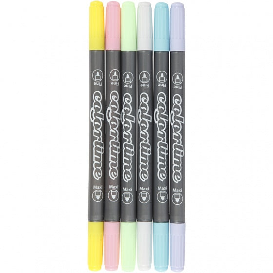 colortime dubbelstiften 6 stuks lichte kleuren