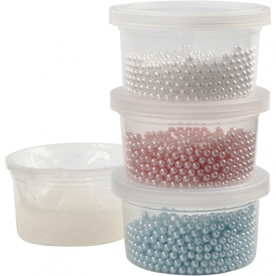 parelfoamklei blauw/roze/wit 4-delig