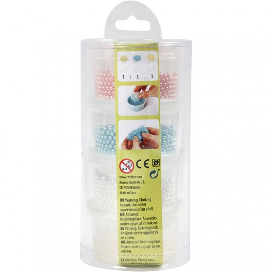 parelfoamklei blauw/roze/wit 4-delig
