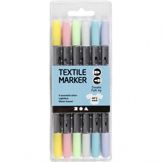 textielstiften 6 stuks lichte kleuren