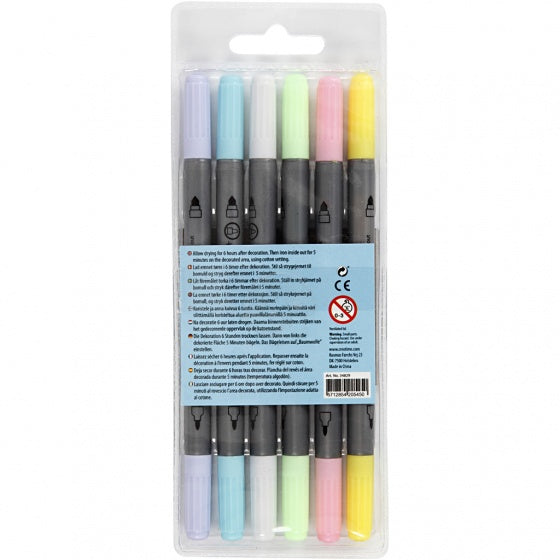 textielstiften 6 stuks lichte kleuren