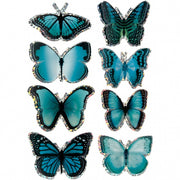 3D stickers vlinders blauw 8 stuks