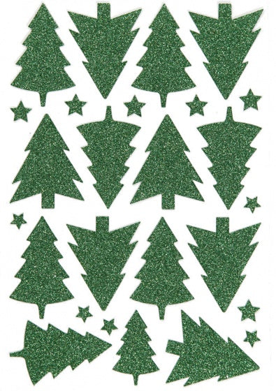 glitterstickers kerstboom groen 12 x 18
