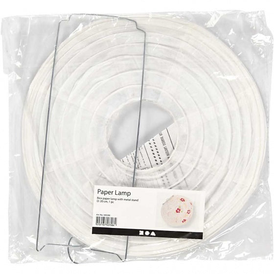 lampion rijstpapier 20 cm wit per stuk