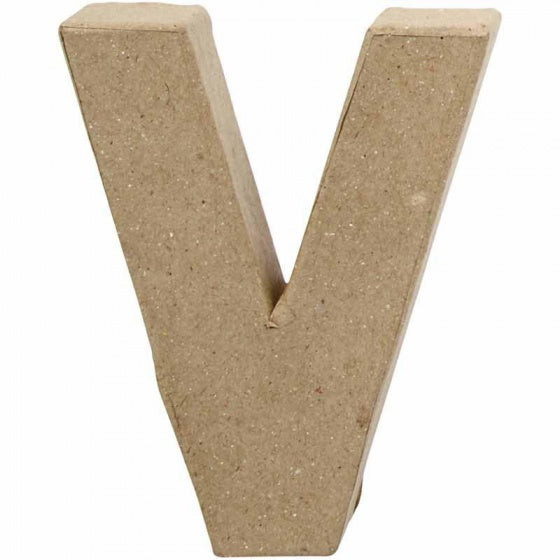 letter V papier-mâché 10 cm