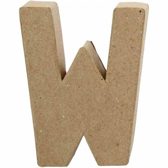 letter W papier-mâché 10 cm