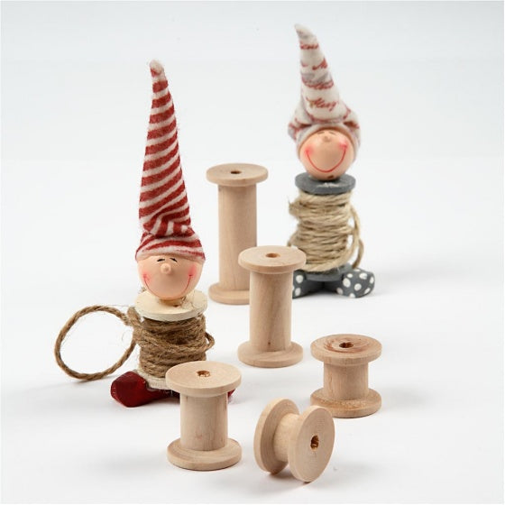 spoelen Vintage hout 24 mm diverse maten 5-delig