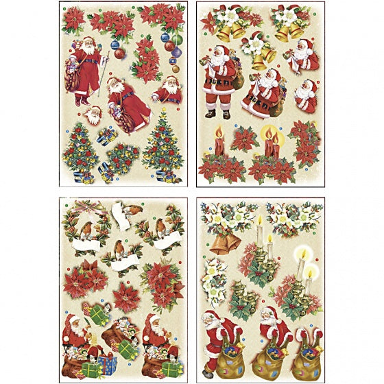 3D vellen kerst 21x30 cm 4 stuks