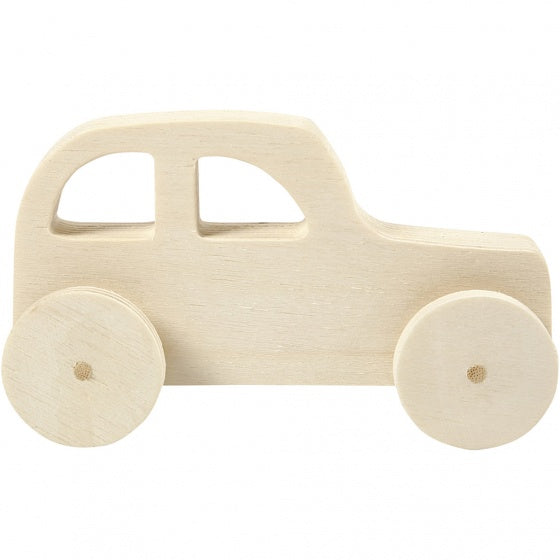 auto's hout 12 x 6 cm blank 2 stuks