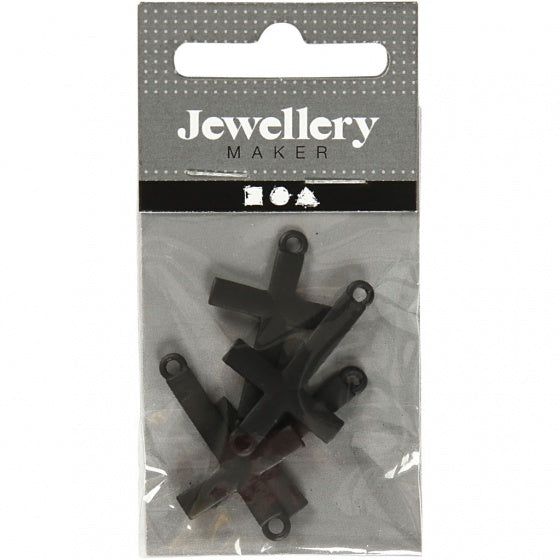 kruisvormige bedels 2 x 3 cm 4 stuks zwart