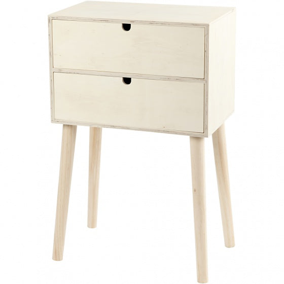 bijzettafel met lades hout 61 x 39 cm blank per stuk
