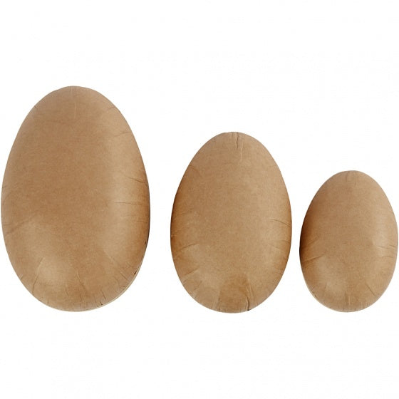 decoratie Eieren karton 12-15-18 cm bruin 3 stuks